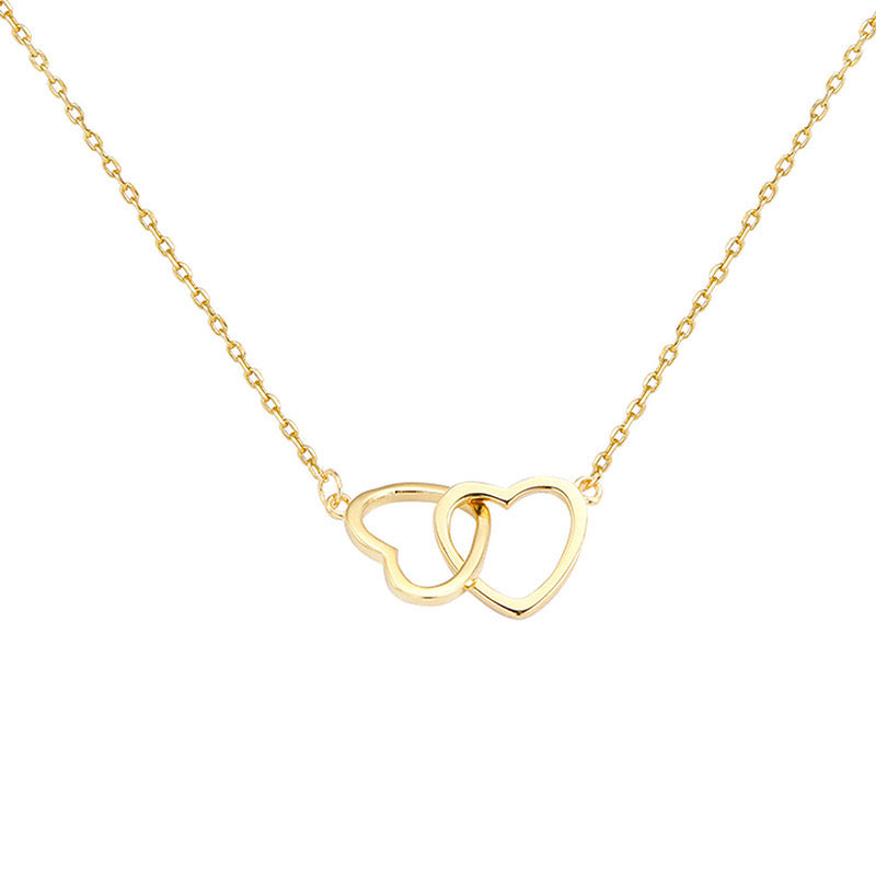 C355 Collar corazones acero inoxidable chapado en oro 18K largo 23cm dije 1.5cm