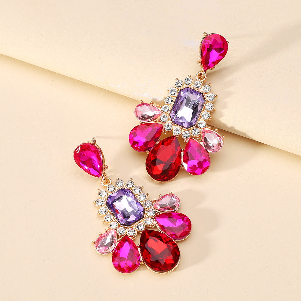 E3240 Aretes cristal brillante fiesta elegantes 6cm
