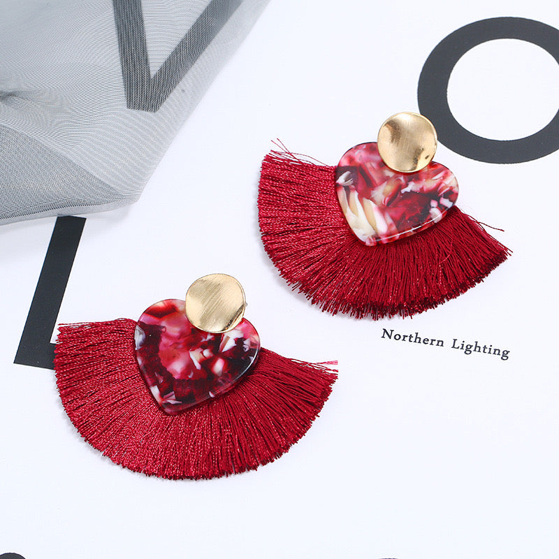E5058 Aretes bohemios rojos aleacion 5cm
