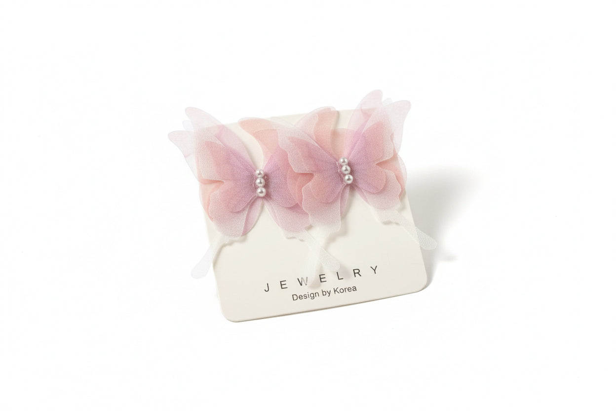 P11 aretes mariposa rosa aleacion 6cm