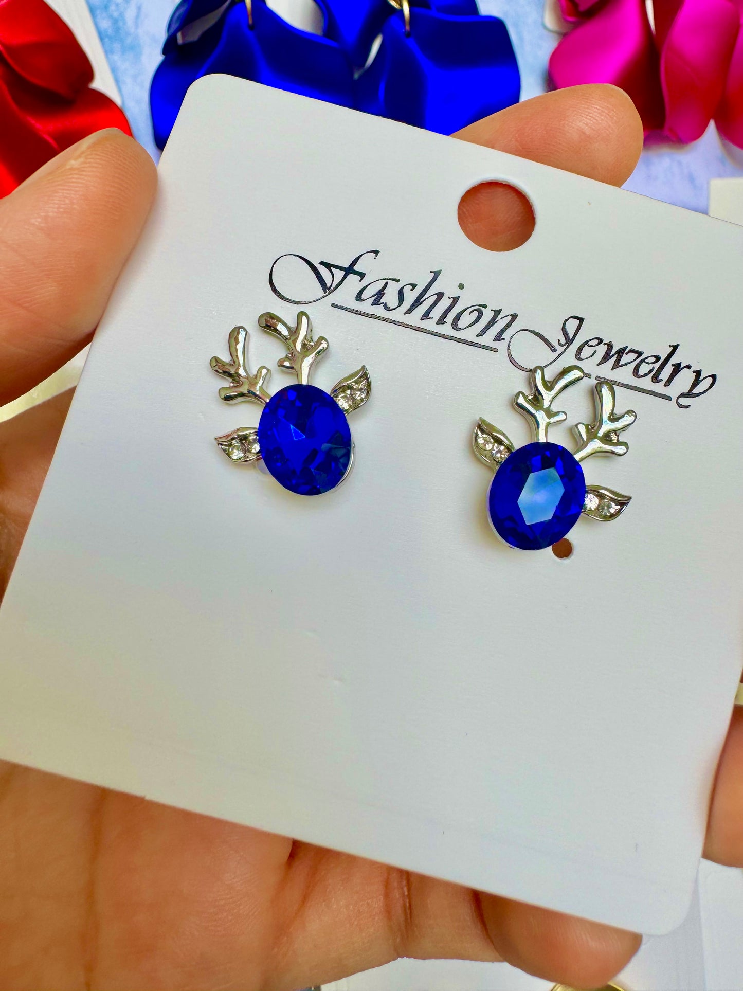 E1873 Aretes reno cristal zirconia plateado 2cm