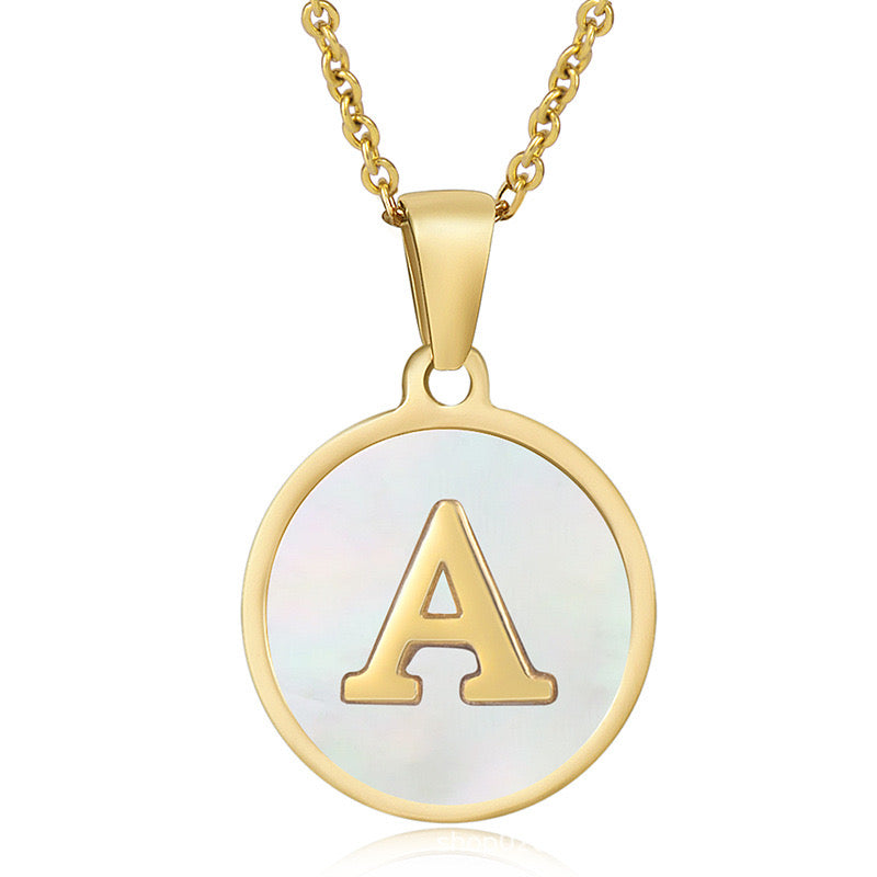 C432A Collar inicial letras acero inoxidable largo 23cm dije 2cm