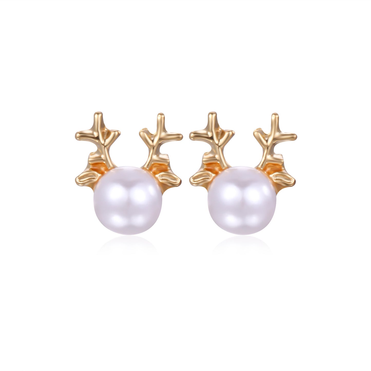 E4212 aretes reno de navidad perla 1cm aleacion