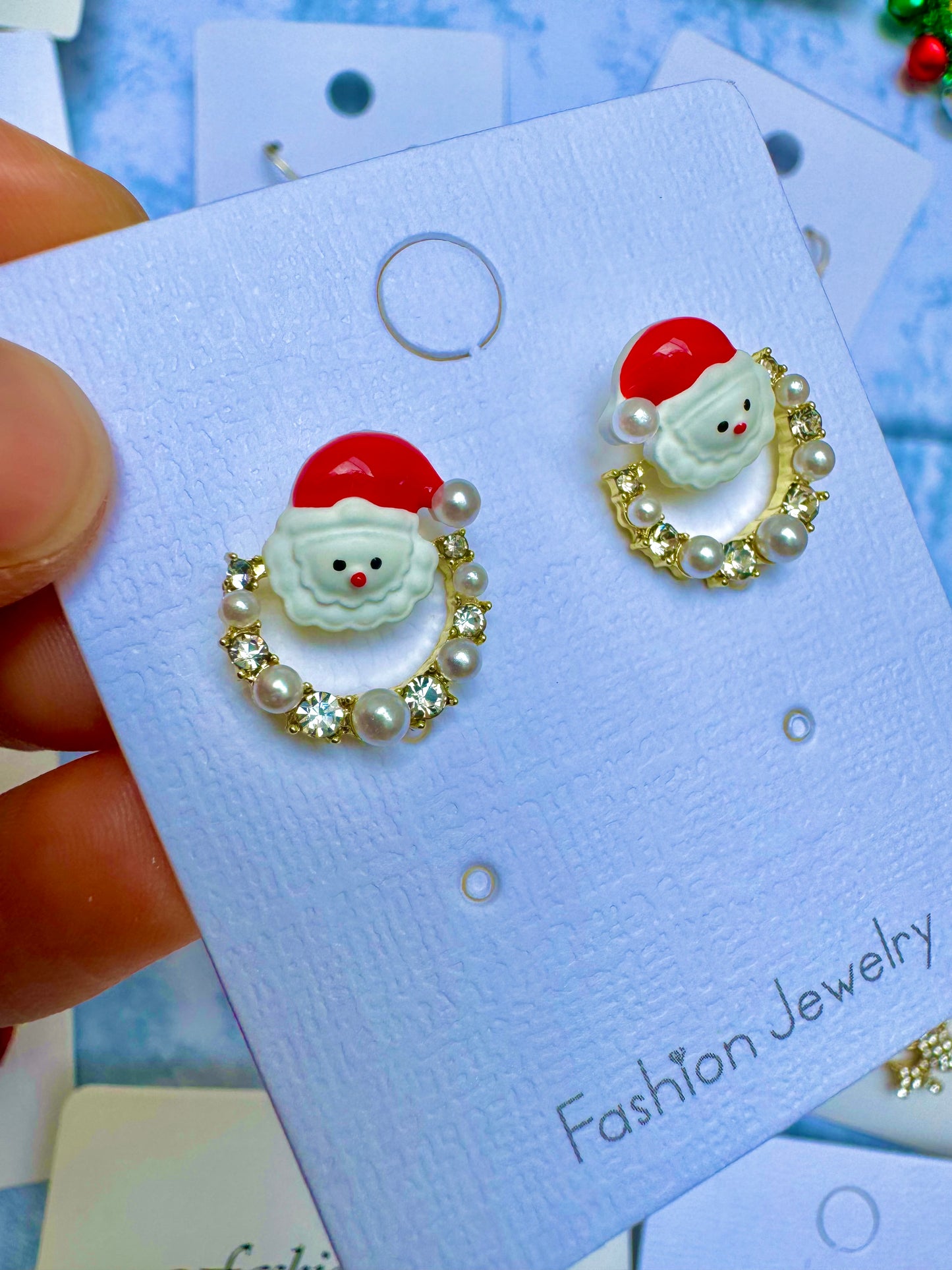 E1857 Aretes santa cristal perlas esmaltado poste de plata 1.5cm