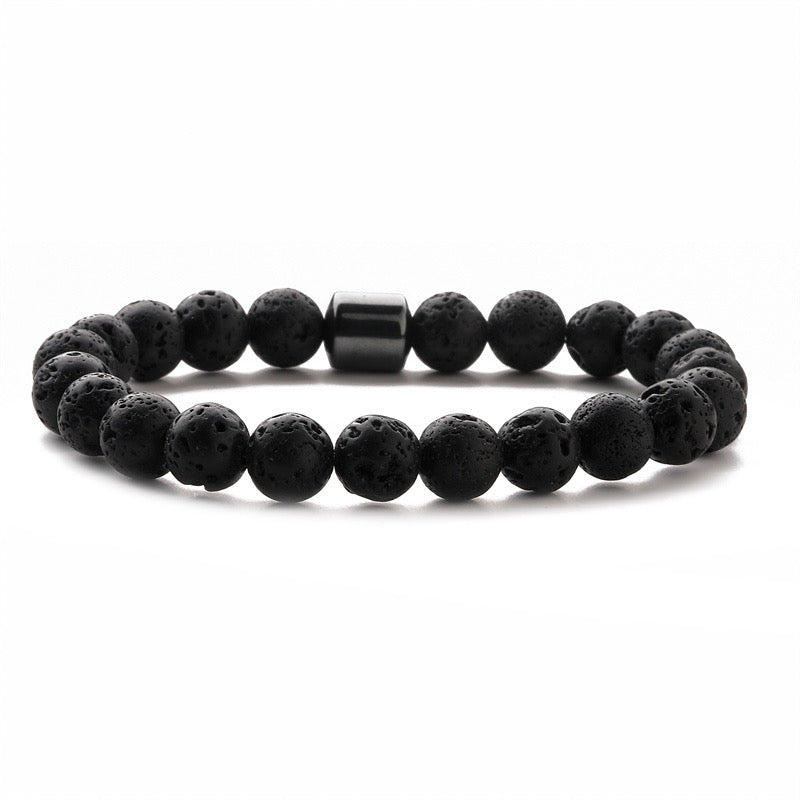 B455 Pulsera unisex cuencas negra