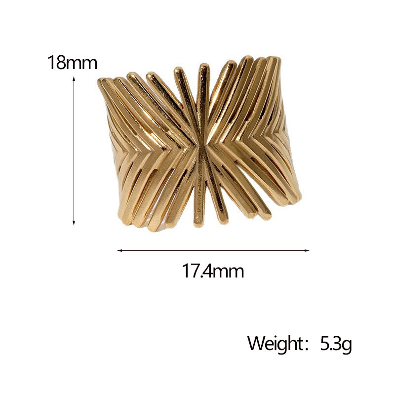 A229 Anillo dorado abierto acero inoxidable chapado en oro de 18k