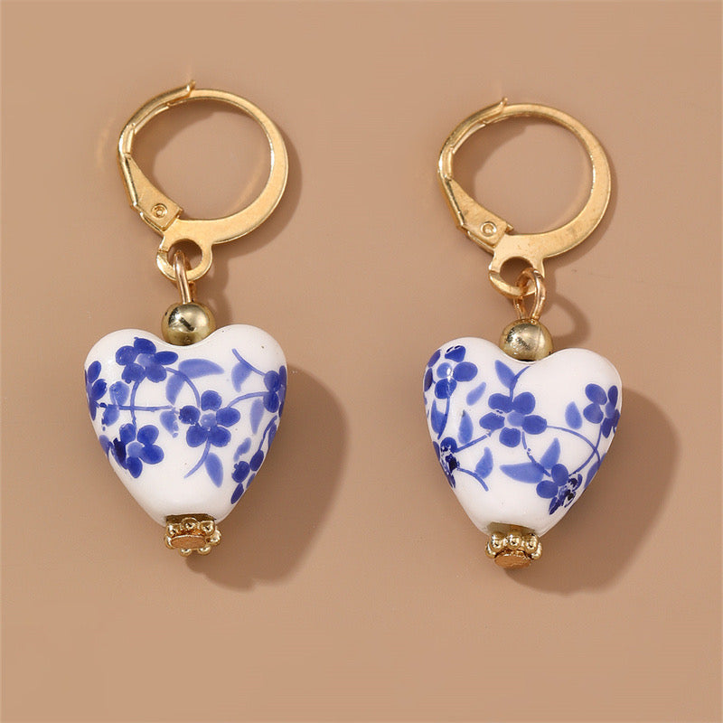 E2745 Aretes argolla corazón cerámica