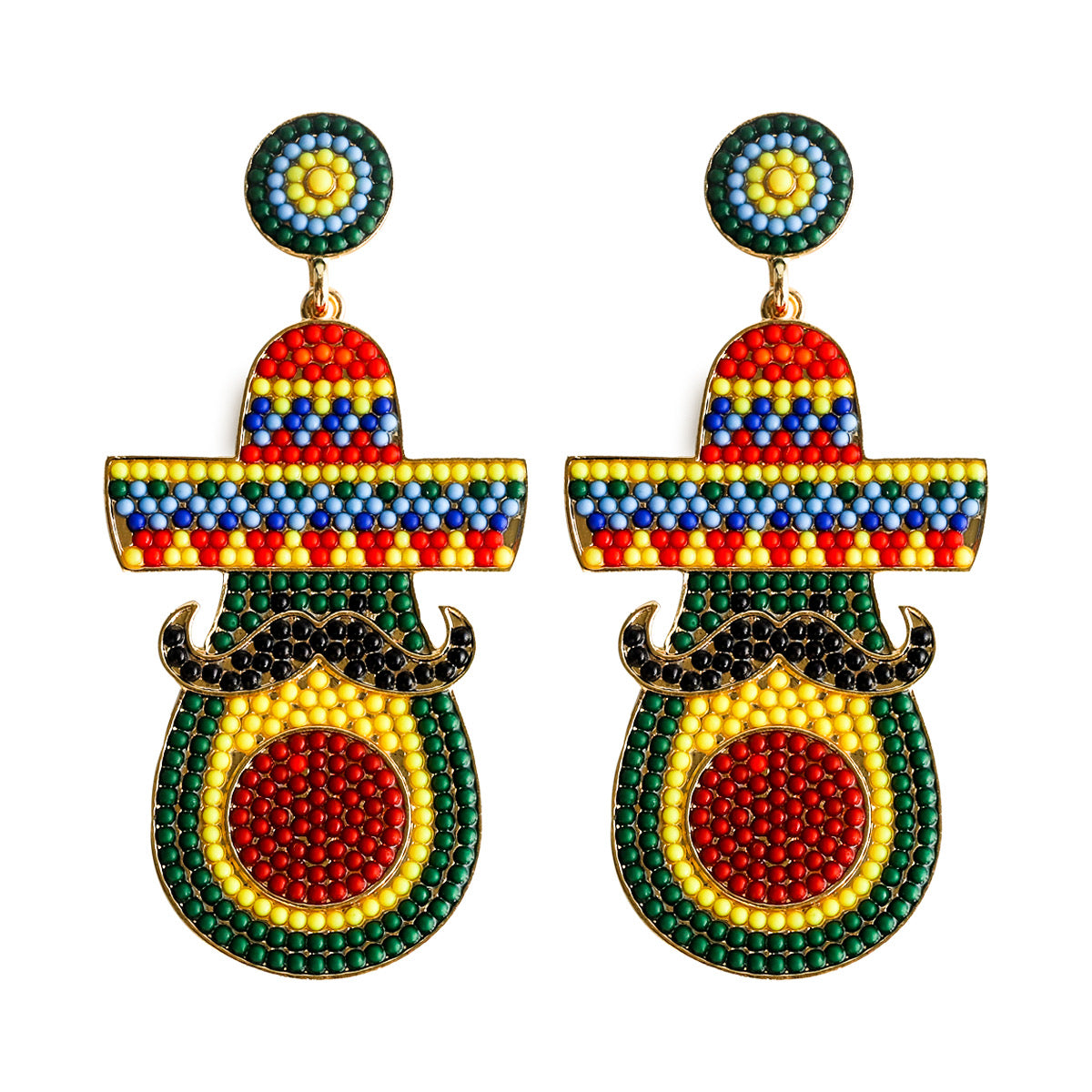 E7346 Aretes aguacate resina base metal 7.5cm