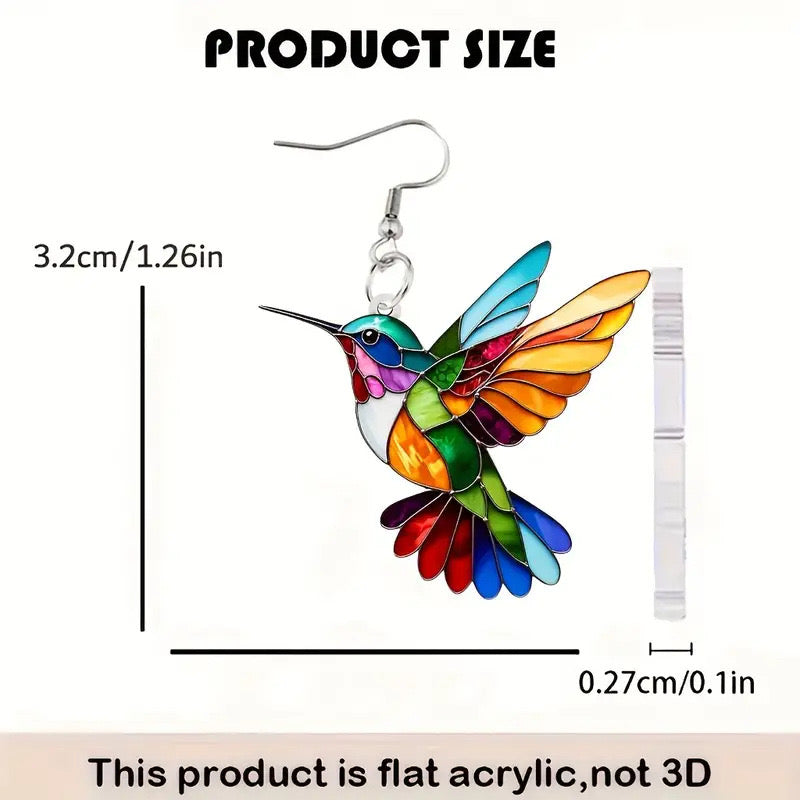 E2404 Aretes colibri acrilico 3cm