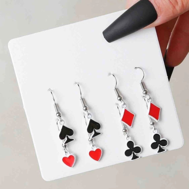 Set Aretes Trebol Cartas Rombo Corazon E660
