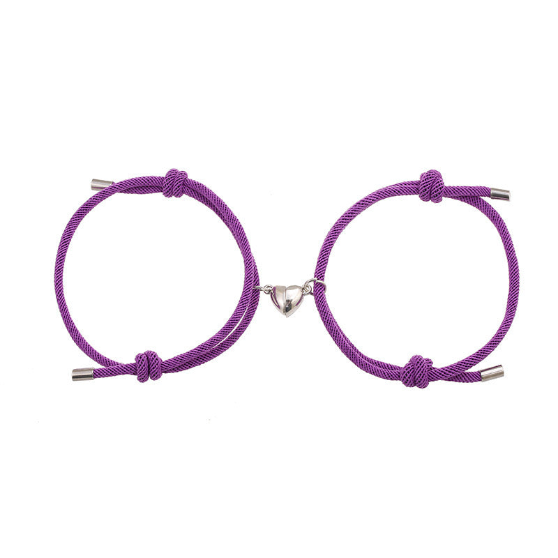 B218L Duo pulseras enamorado corazón imán ajustables