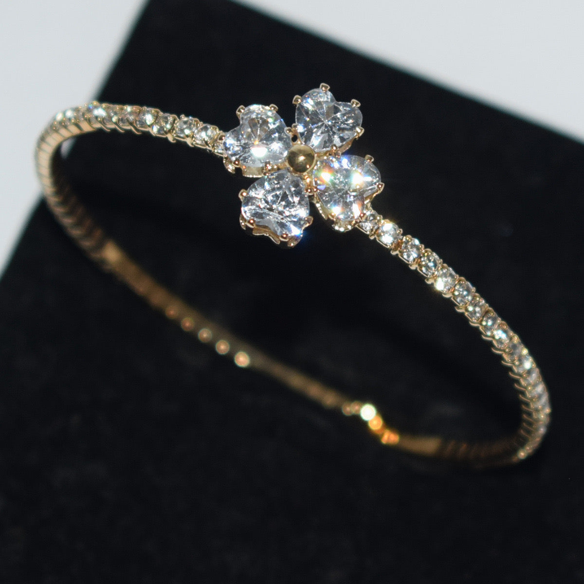 B953 Brazalete circon diamantes de imitacion electrochapado alta calidad abierto
