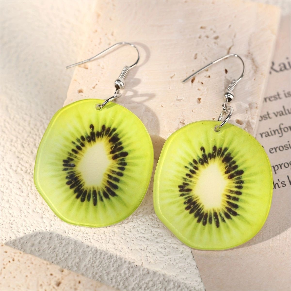 E4654 Aretes kiwi acrilico 5.6cm
