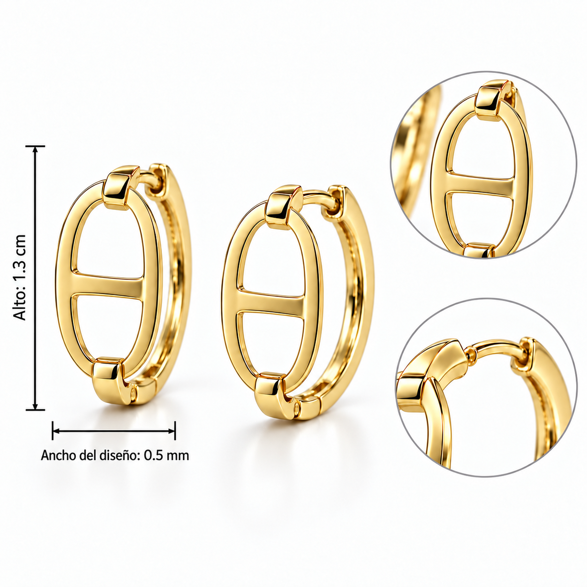 E7512D Aretes dorados cobre poste de plata