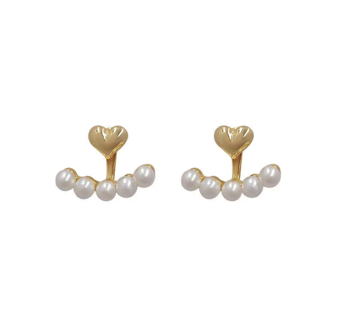 E3387 Aretes corazon perla aleacion 1.5 cm