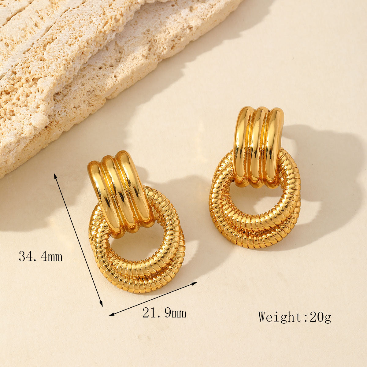 E2492 Aretes dorado acero inoxidable 3.5cm