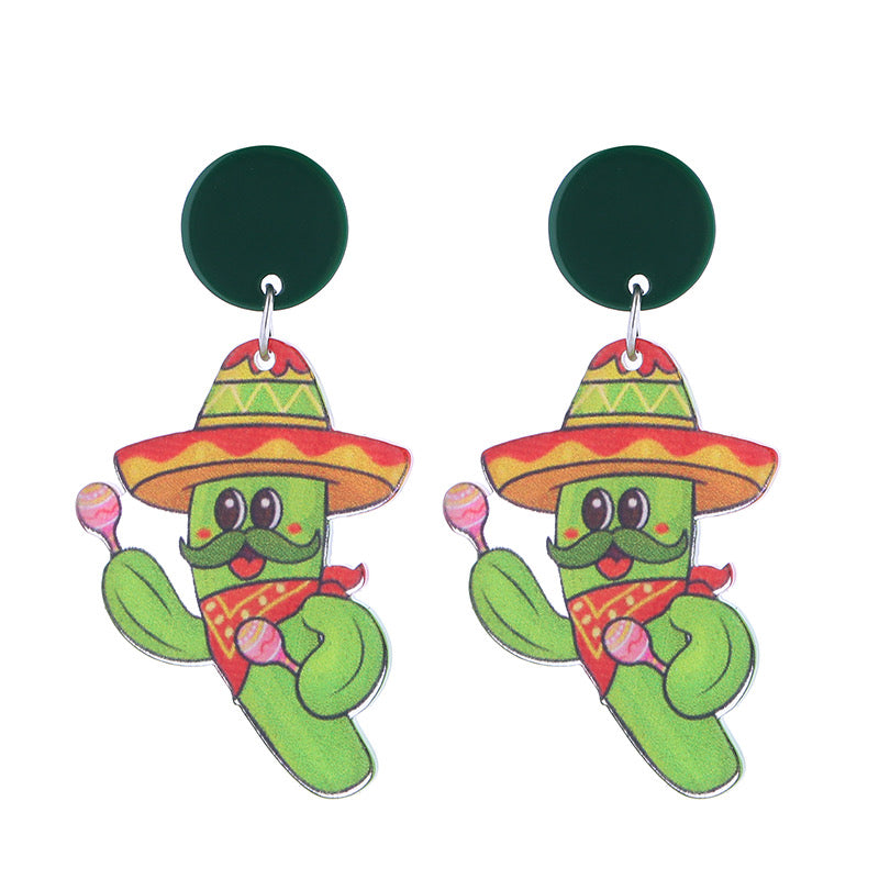 E7345 Aretes chiles patrios acrilico 5.5cm ligeros