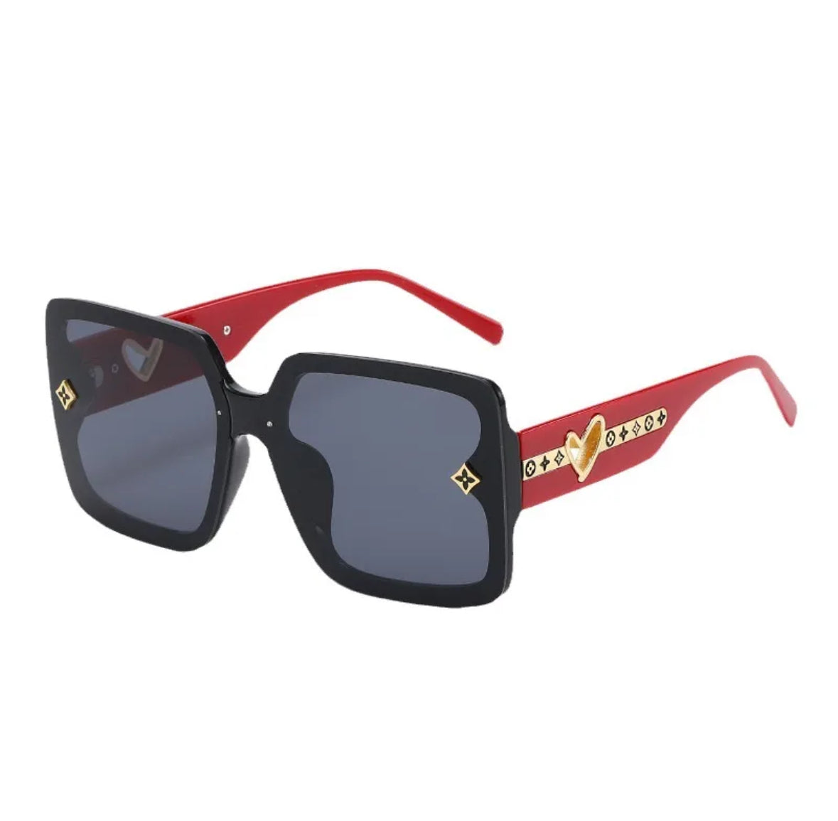 L174 Lentes de sol montura negra roja y lente gris