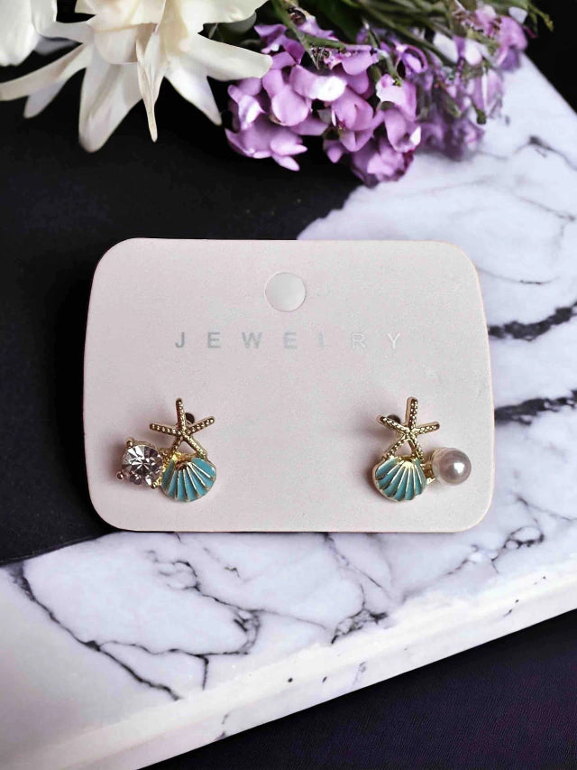 E1222 Aretes Mar concha estrella pequeños