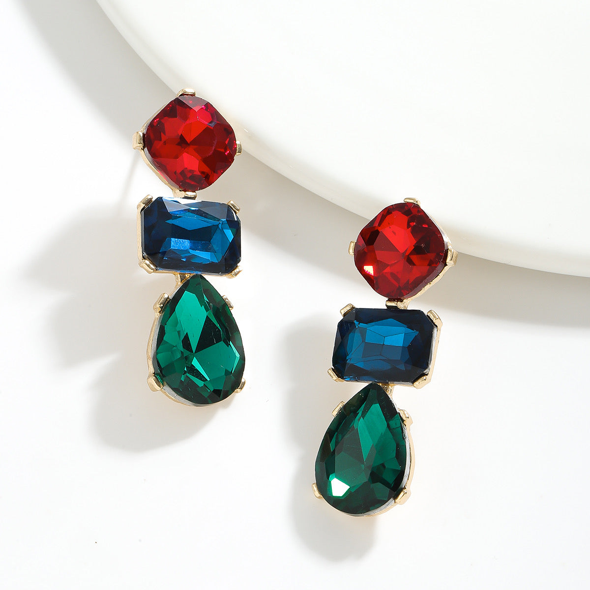 E3531 Aretes cristal de colores fiesta aleacion 4cm