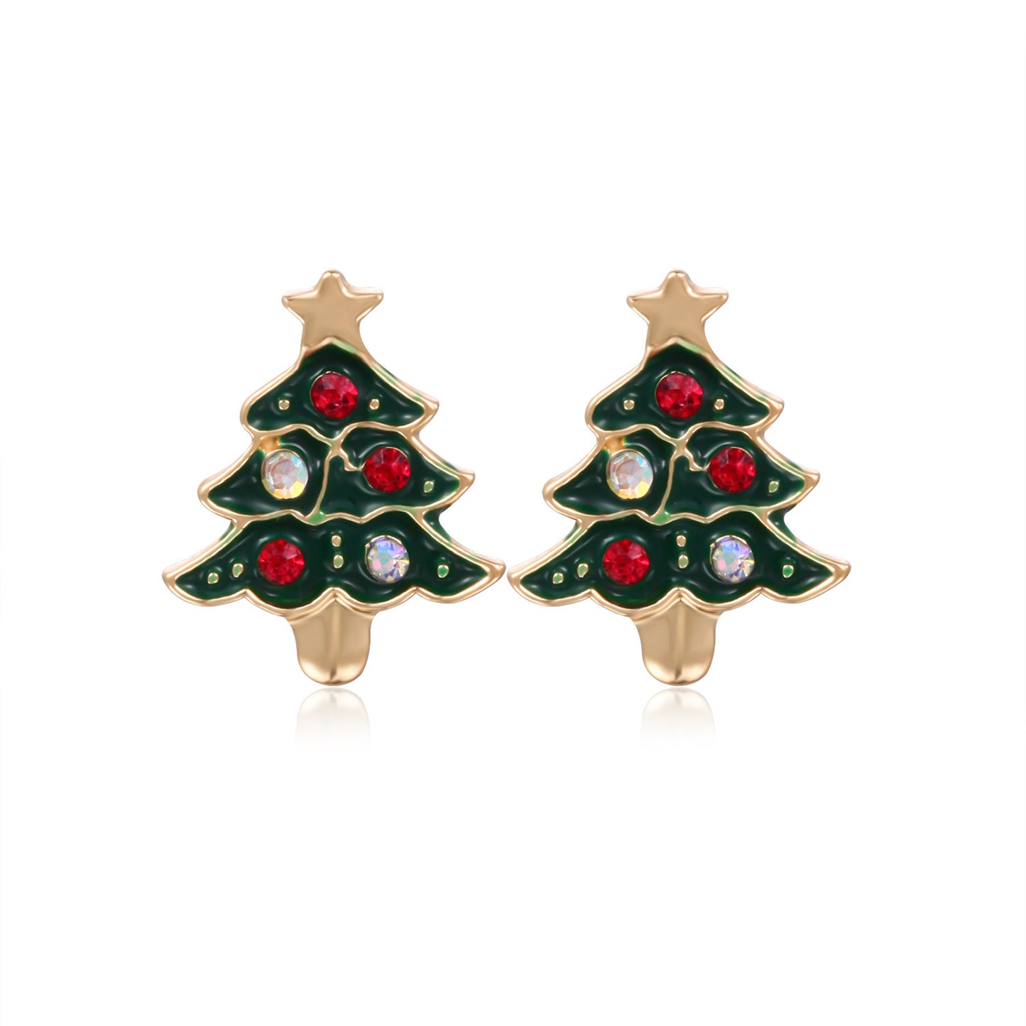E4356 Aretes árbol de navidad aleacion esmaltado 1cm