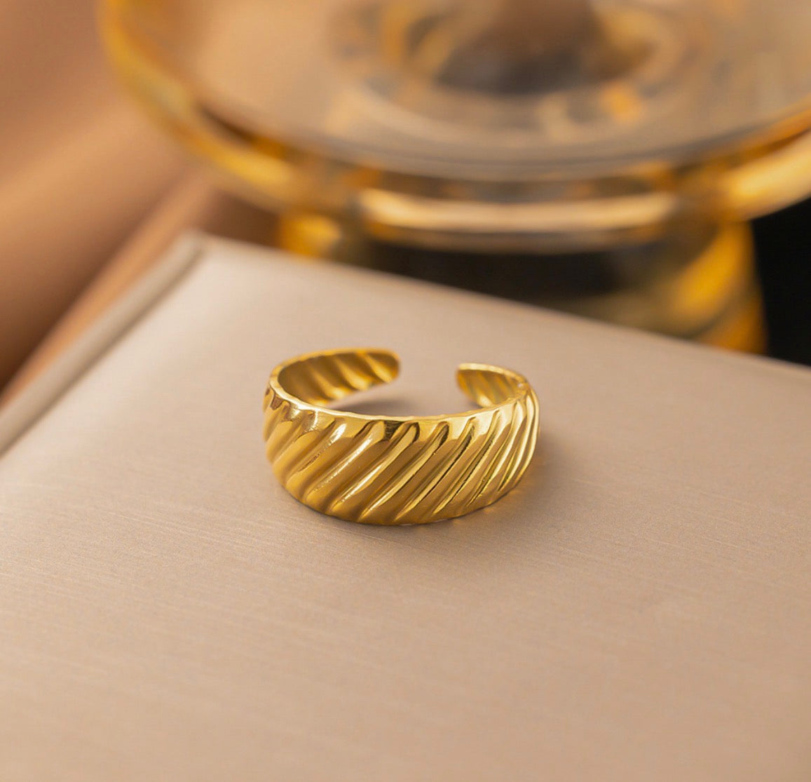 A301 anillo dorado abierto acero inoxidable