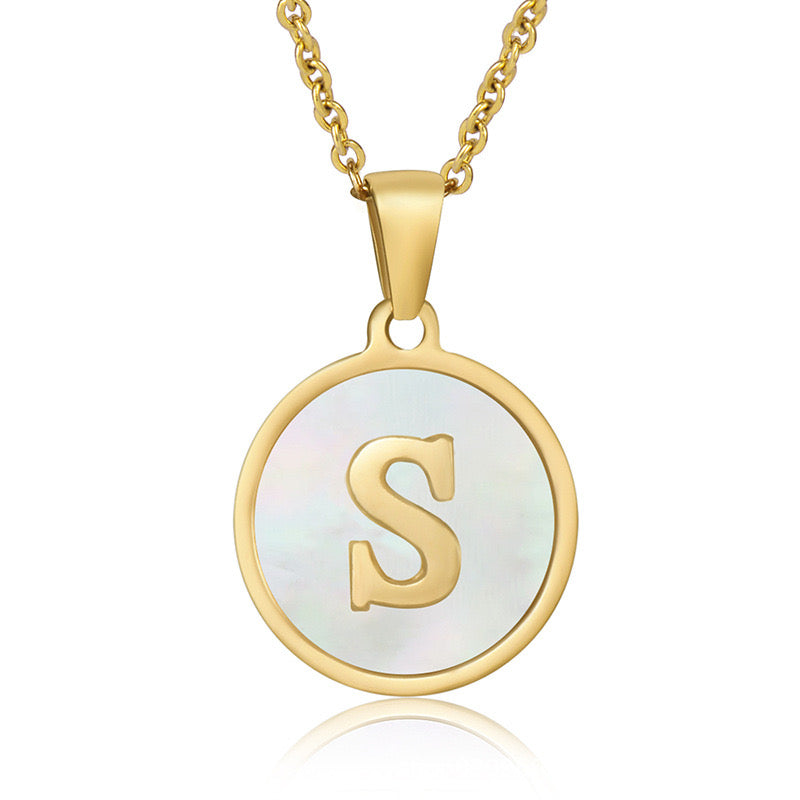 C432S Collar inicial letras acero inoxidable largo 23cm dije 2cm