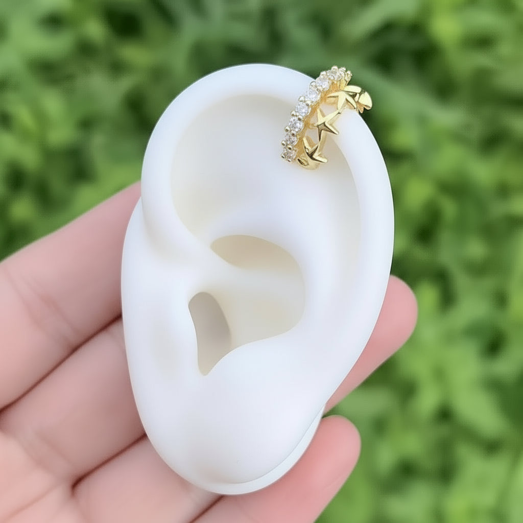 E4587 Aretes ear cuff dorado cobre 1cm