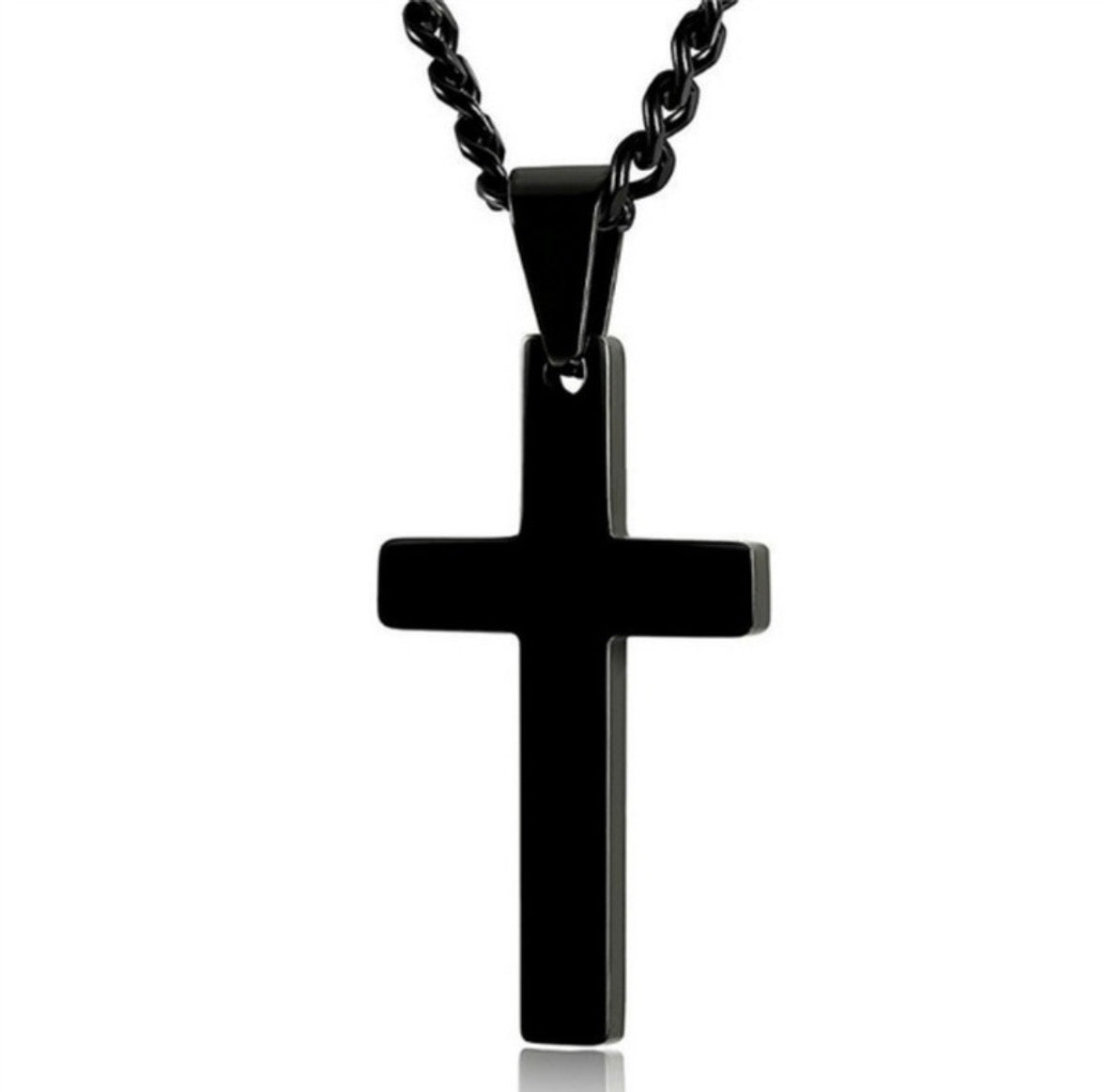 C1262 collar cruz negra unisex cadena de suéter metal