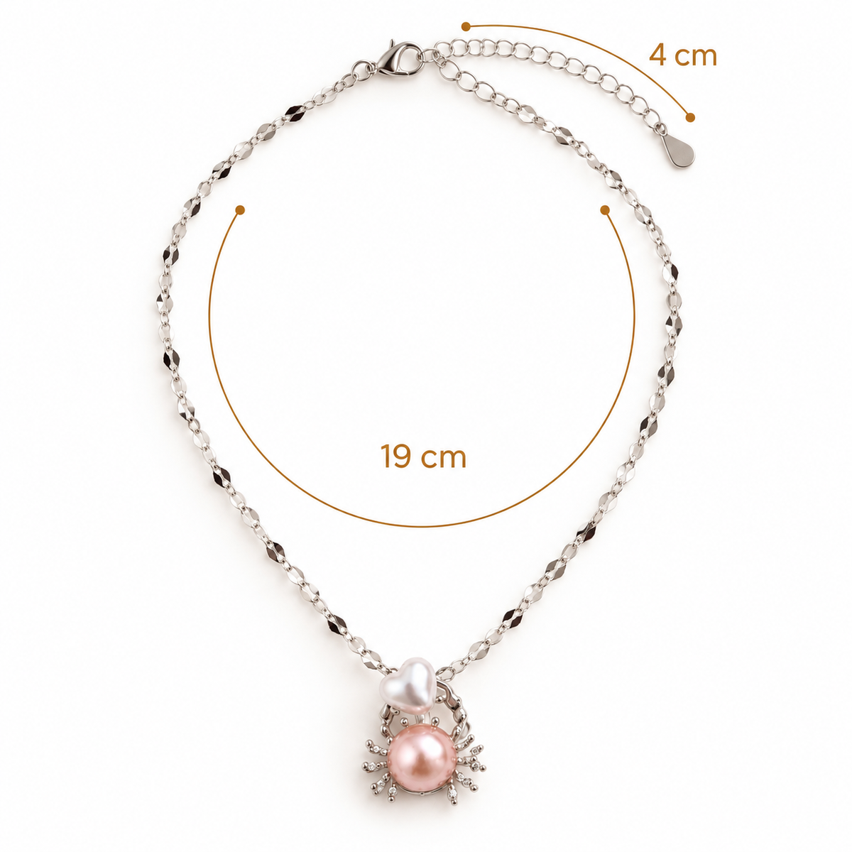 C086 Collar dije de cangrejo y perla de resina aleacion