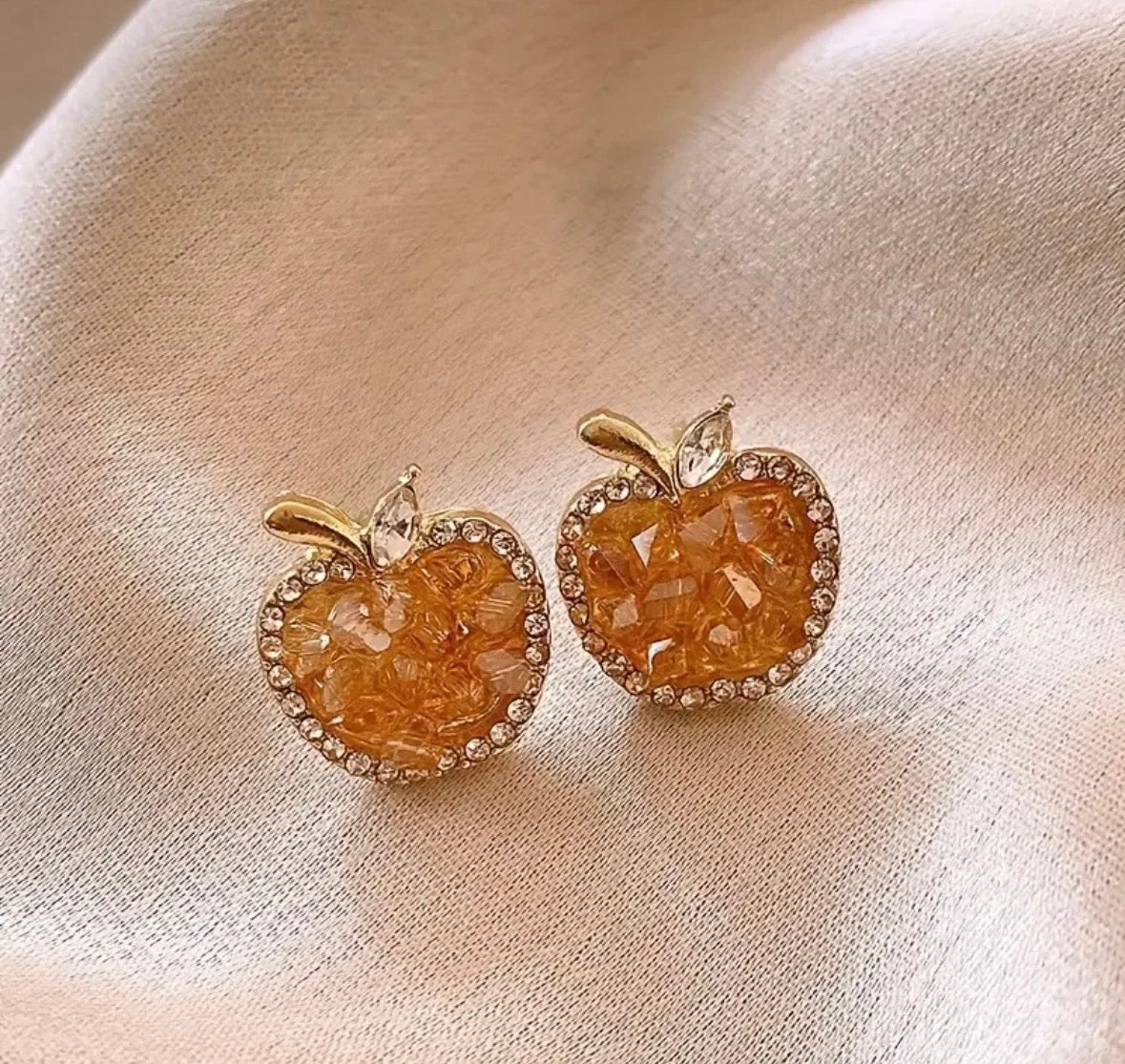 E4312 Aretes manzanas naranjas aleacion 1.5cm