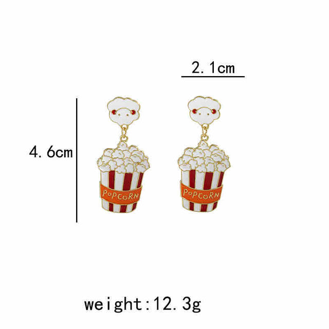 E1244 Aretes palomitas de maíz esmaltado aleación