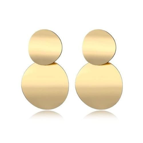 E7139 Aretes circulares dorados aleacion 6cm