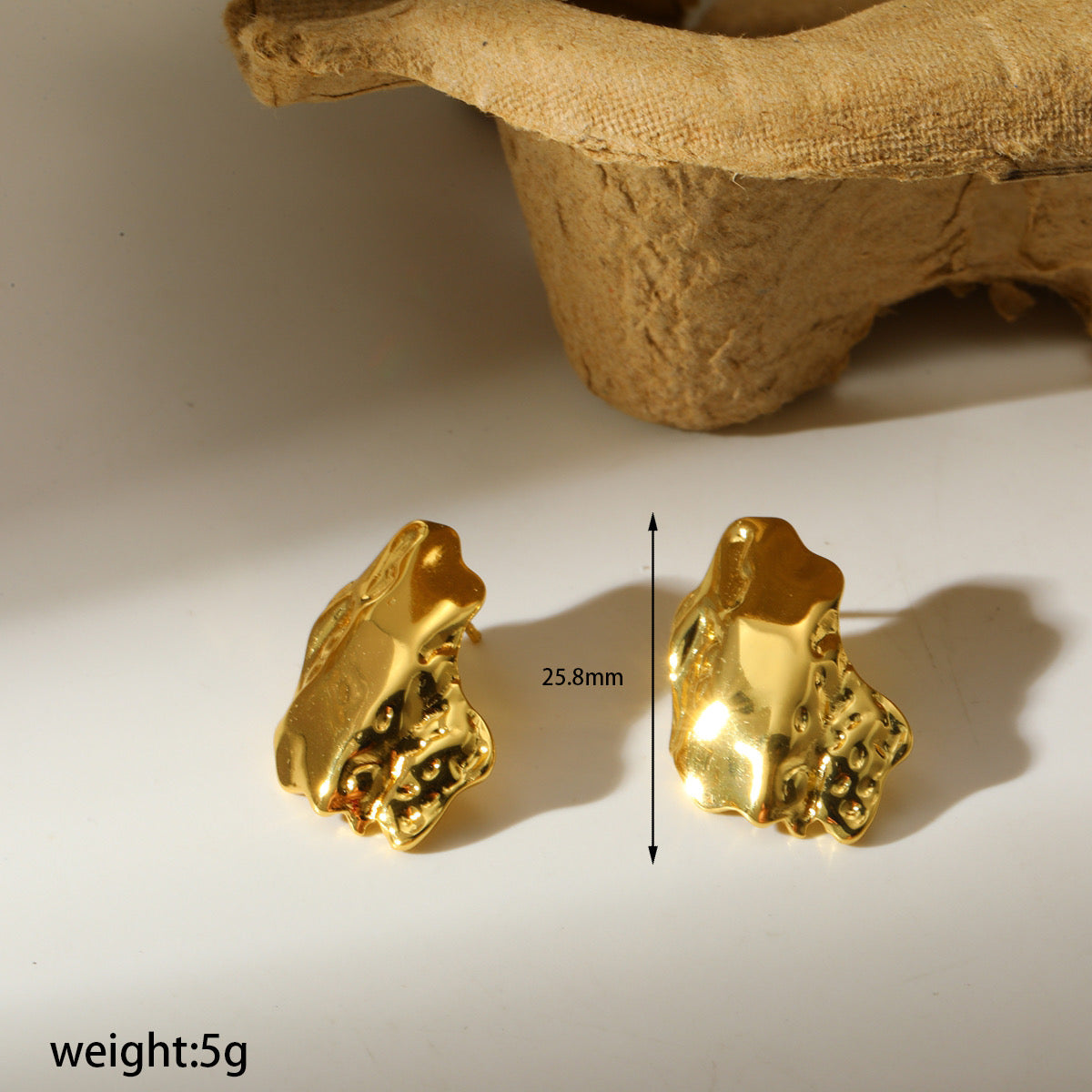 E7239 Aretes acero inoxidable 304 con bano de oro 2.5cm