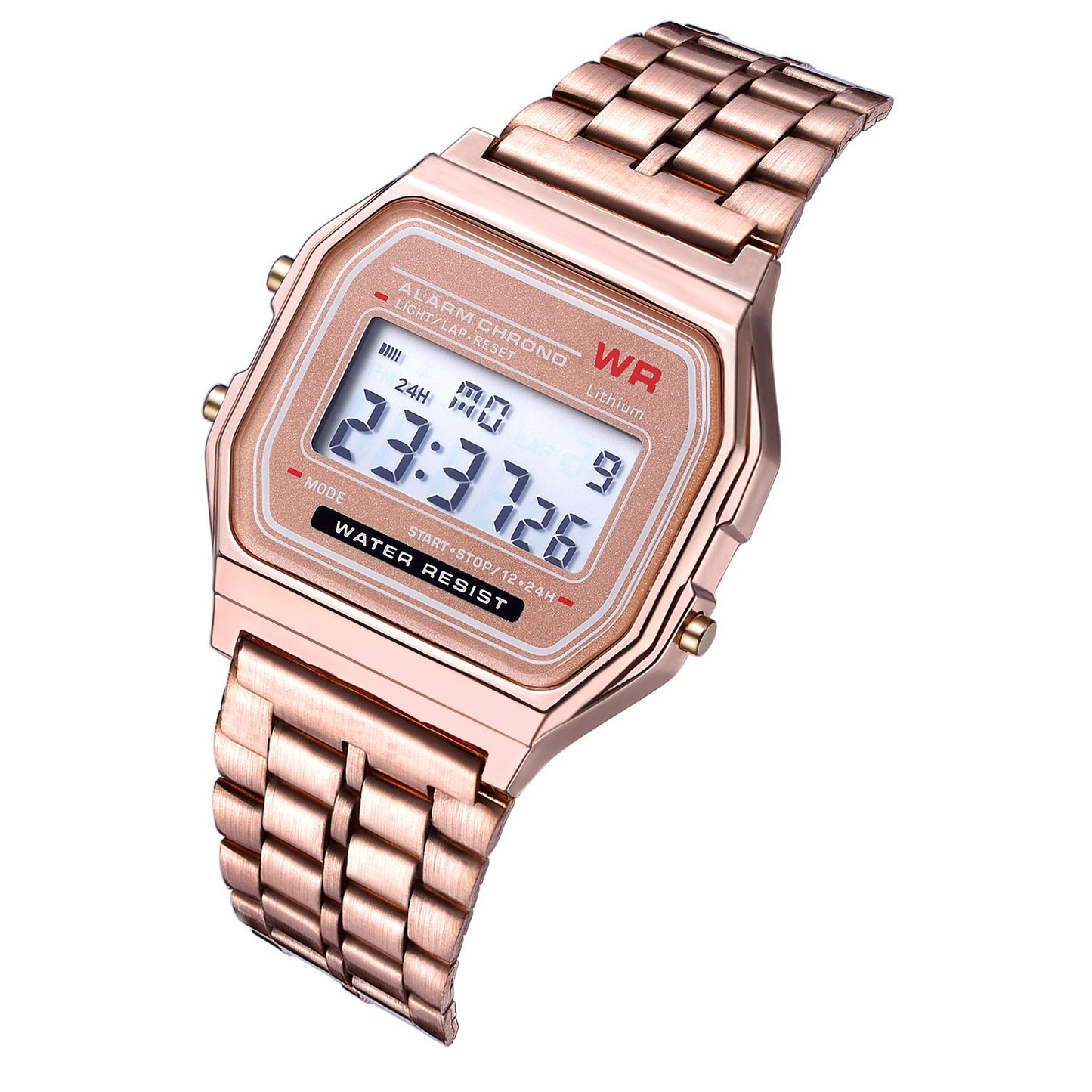 R20 Reloj tipo casio metal oro rosa