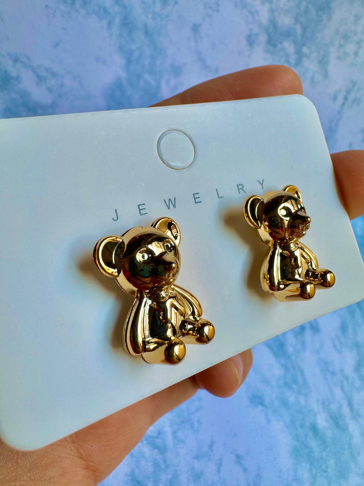 J172 Aretes oso dorado aleación ligeros 2cm