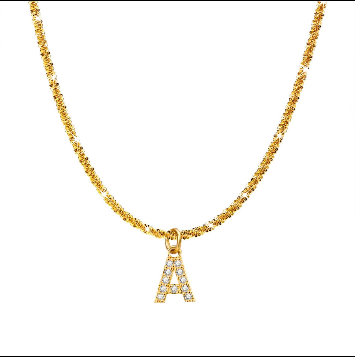 C1211 collar dorado letra A acero inoxidable