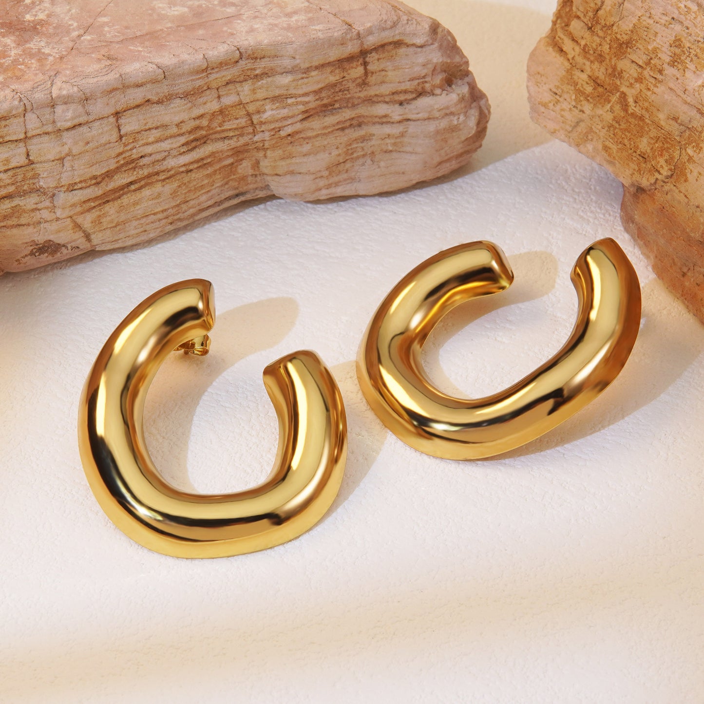 E2965 Aretes dorados acero inoxidable 4cm