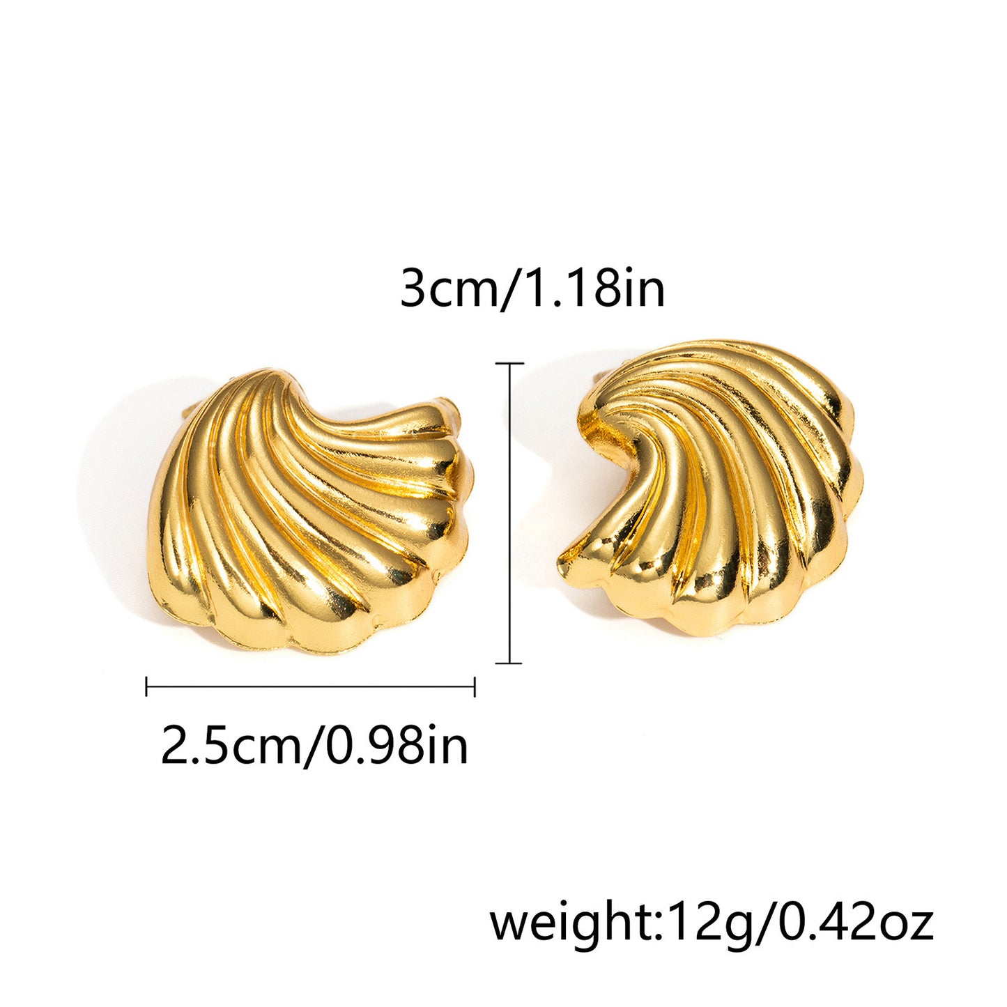 E2697 Aretes concha acero inoxidable 2.5cm