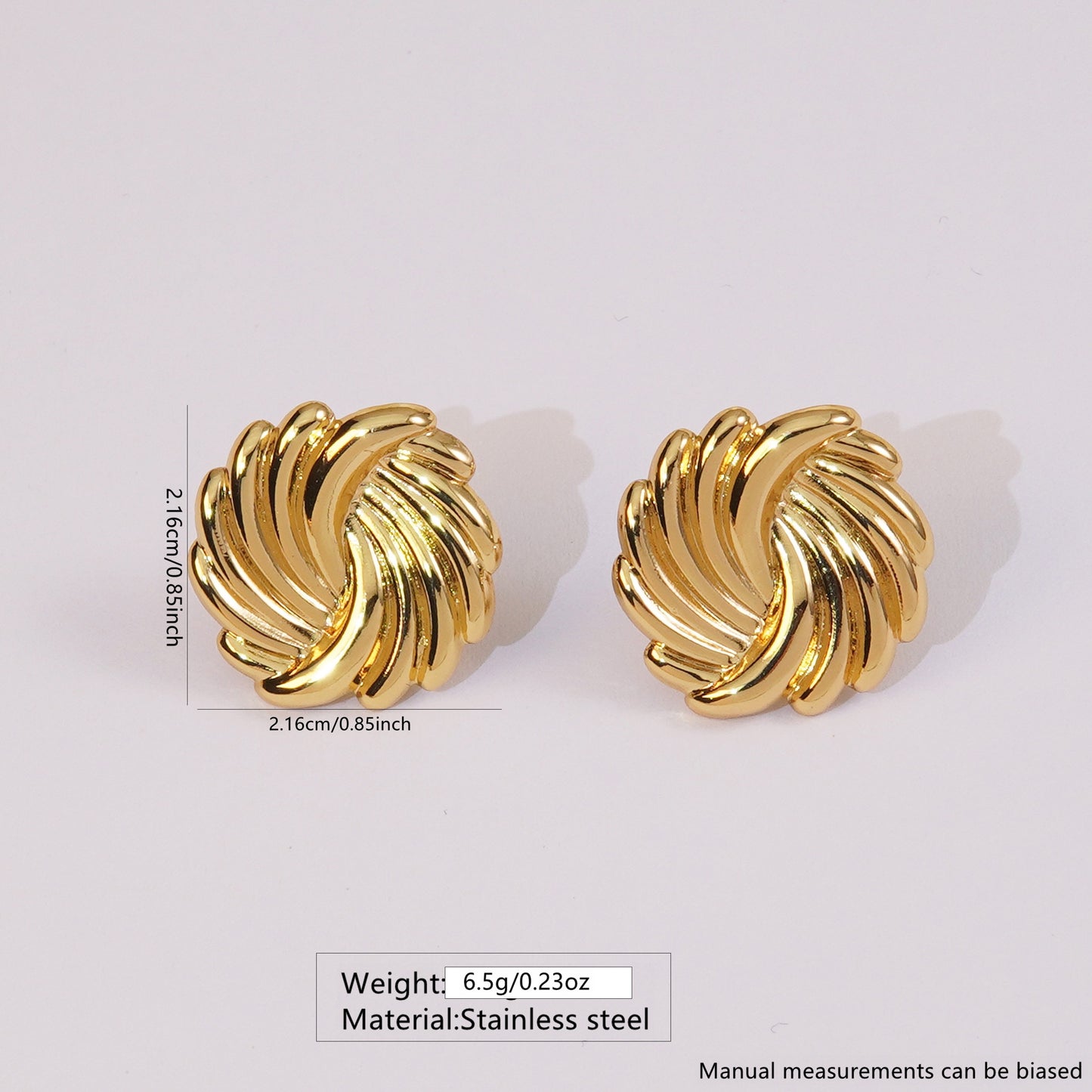E3625 Aretes flor dorada acero inoxidable 2cm