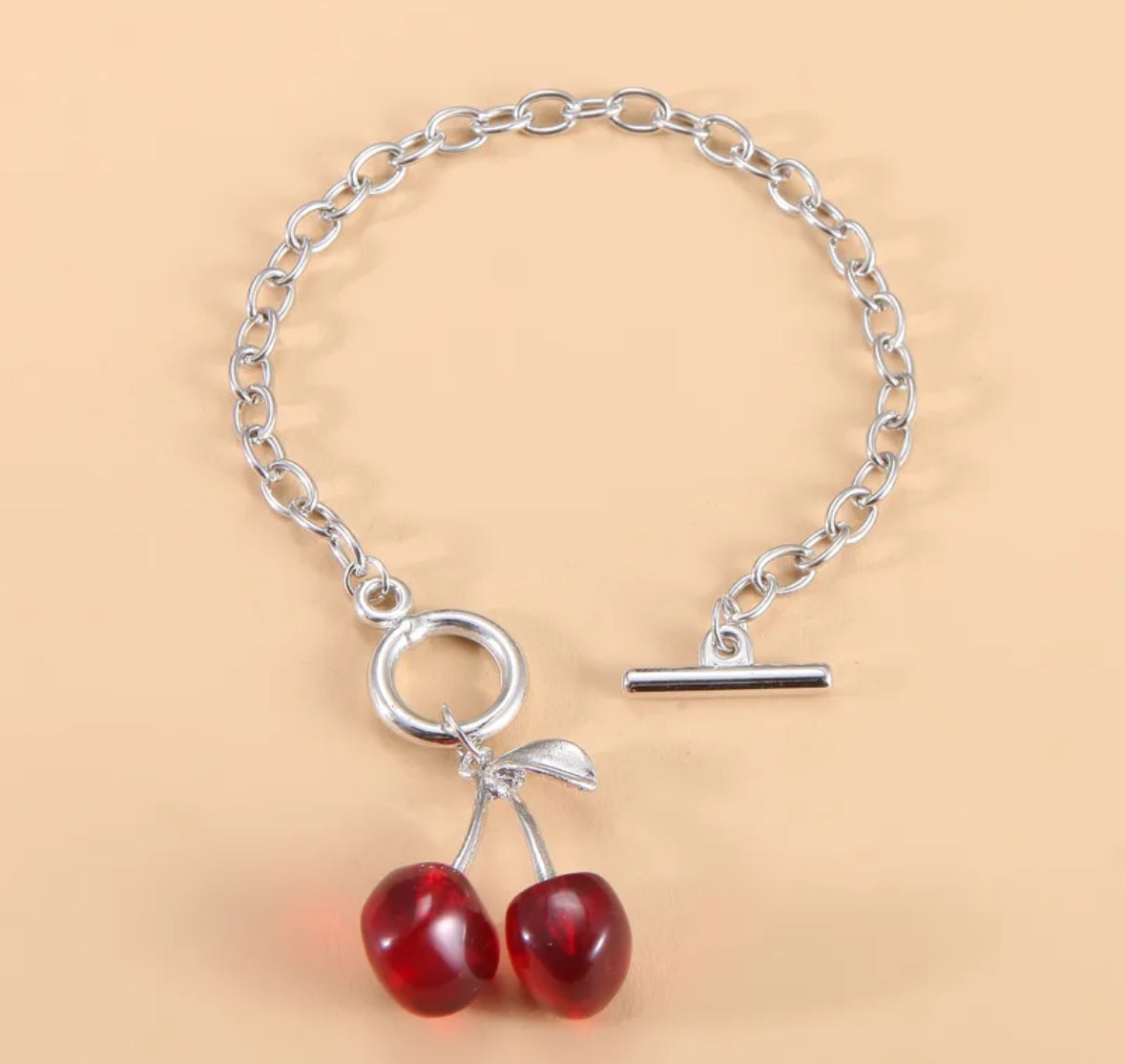 B199 Pulsera Cereza Roja Largo 22cm