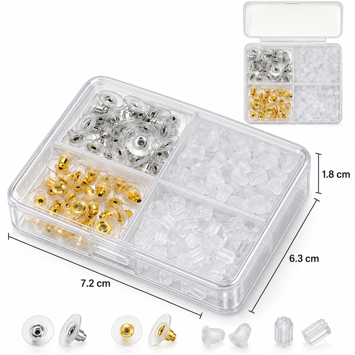 D001 Caja de tapones para poste de aretes 4 variantes