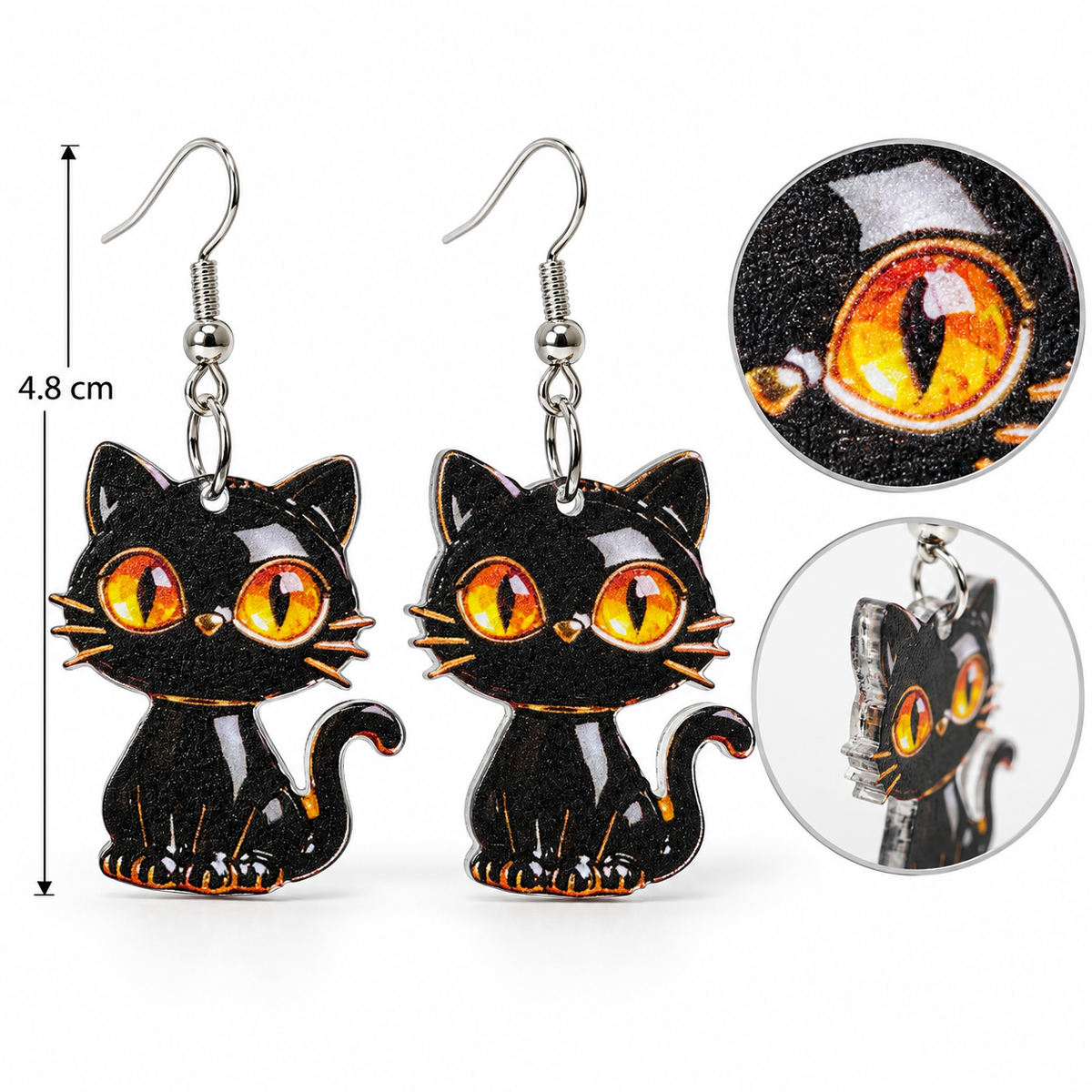 H151 Aretes gato negro acrilico