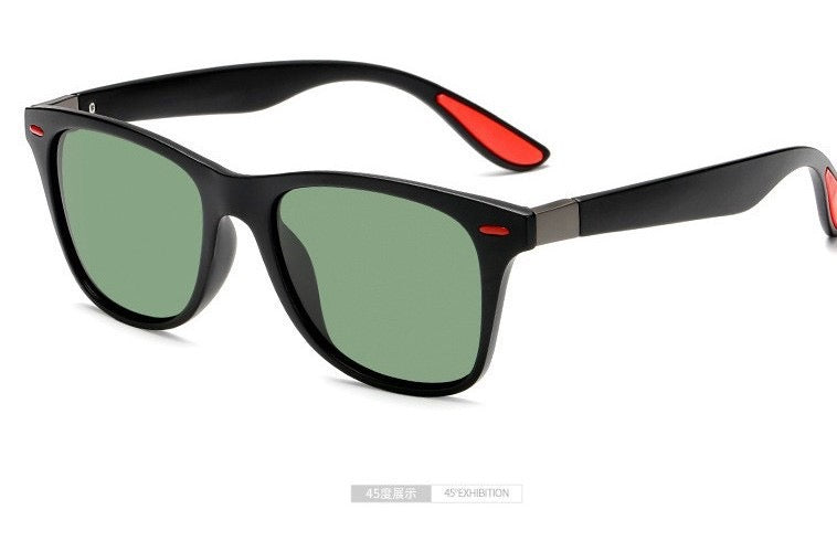 L178V Lentes caballero marco negro pieza verde decoracion roja talla unica