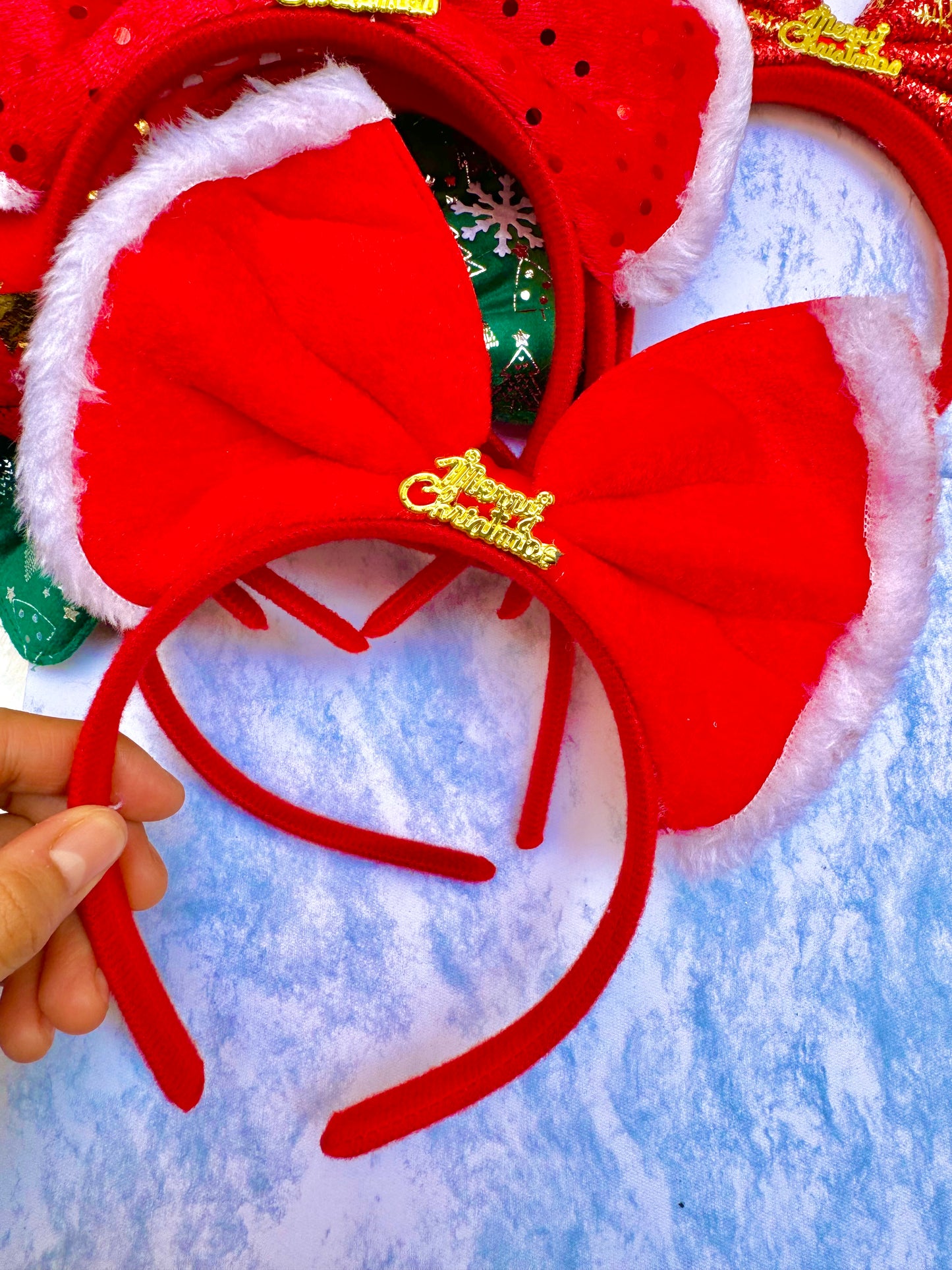 AC164 Diadema navideña moño rojo Merry Christmas niña/adulto unitalla