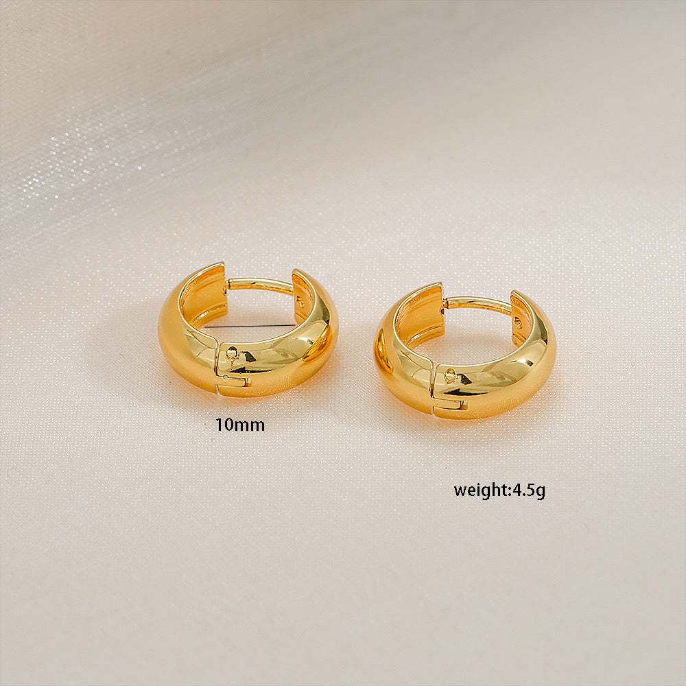 E3653 Argolla dorada acero inoxidable chapada en oro de 18k 10mm