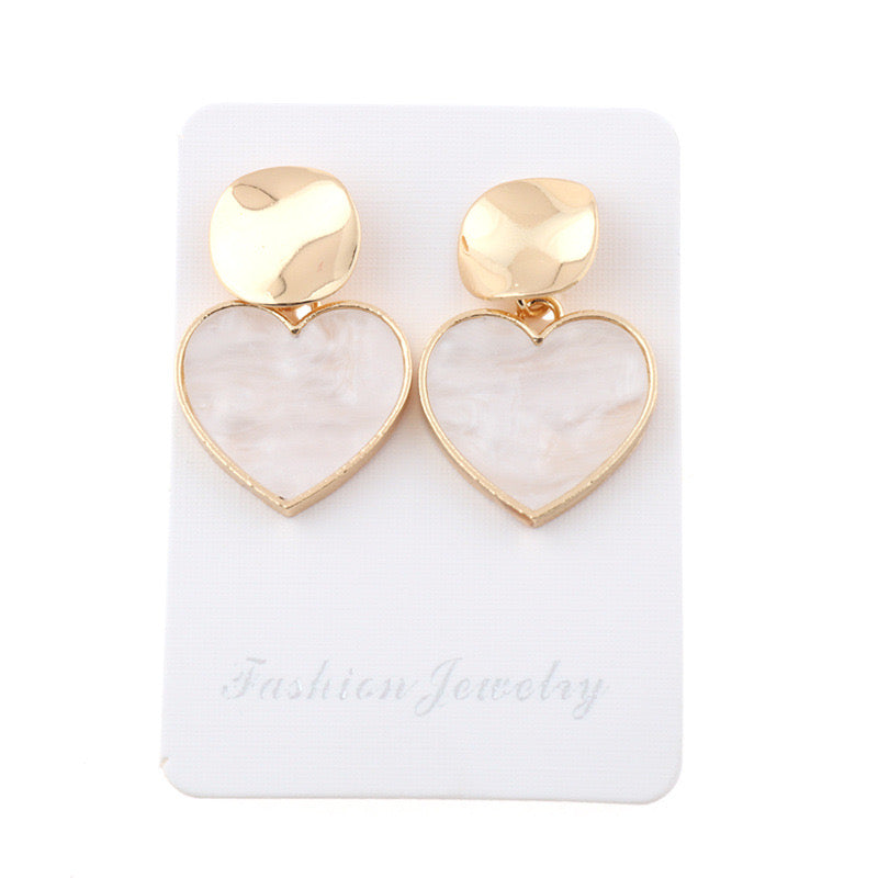 E4250 Aretes corazón blanco aleacion 3.5cm