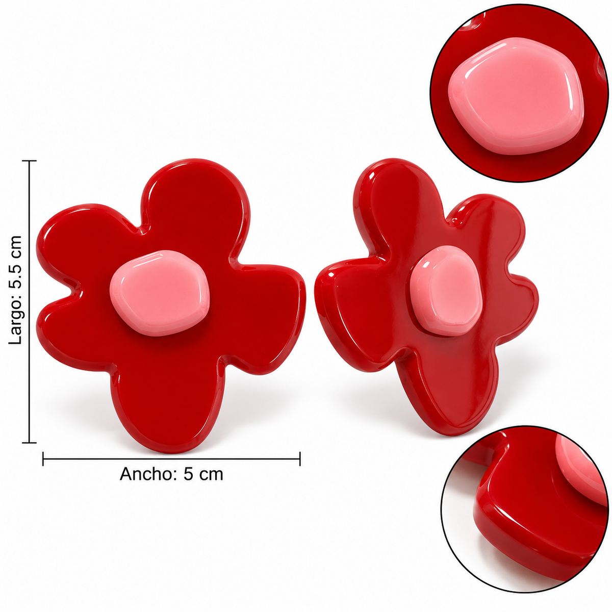 E7524 Aretes flor grande acrilico aleacion