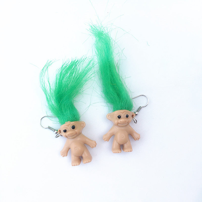 014 Aretes troll muñeco acrilico