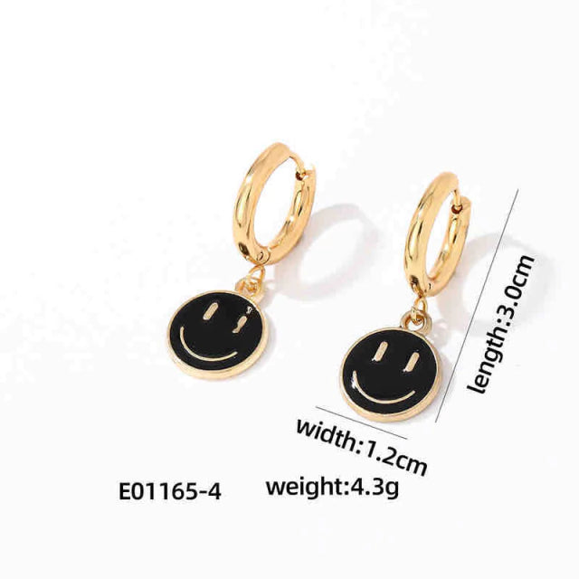 E1233 Aretes happy face argolla pequeñas
